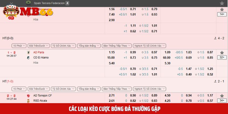 Danh sách các loại kèo cược bóng đá uy tín