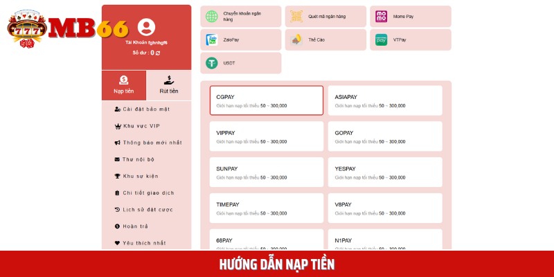 Hướng dẫn các bước nạp tiền vào tài khoản chỉ với vài click